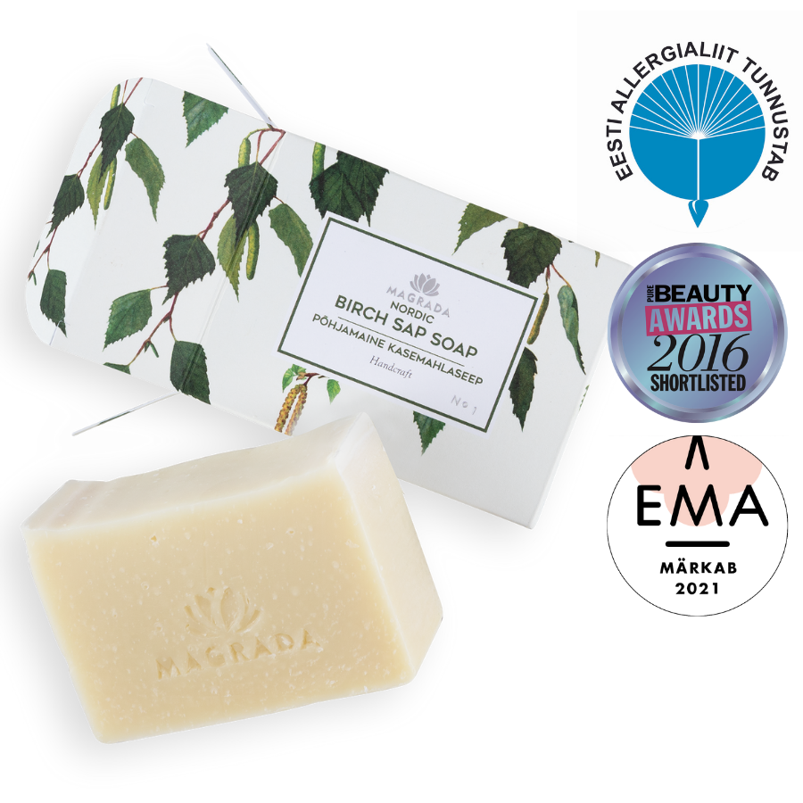 magrada award-winning birch sap soap nordic natural organic soap body soap face soap hand soap award-winning Estonian allergy association internationally award-winning recognized EMA notices